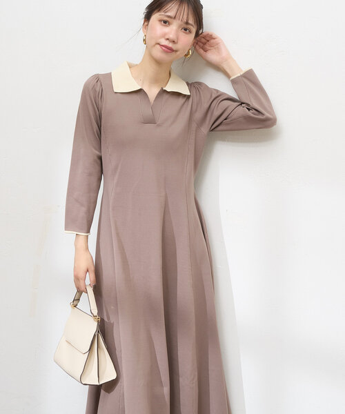 まー958新品スキッパー襟 とろみ素材のアニマルプリントワンピース animal print tiered one piece – miele grande