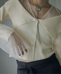 Ezick | Tulle layered ニットカーディガン(カーディガン/ボレロ)