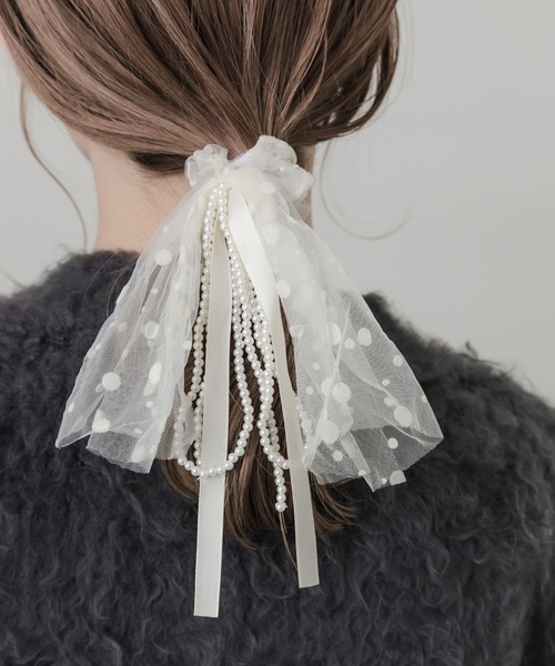 SMELLY（スメリー）の「パールテールシアーシュシュ（シュシュ・レディース・ベージュ・-）」の3枚目の写真