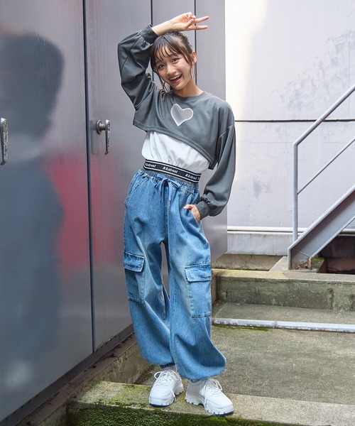 デニムカーゴパンツ（140㎝～160㎝）（デニムパンツ）｜BISKEE