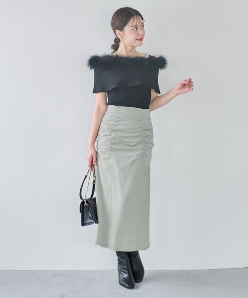 NOELA（ノエラ）の「パッカリングサテンナロースカート（スカート・レディース・ブラック/ライトグリーン/ベージュ・S/M）」の8枚目の写真