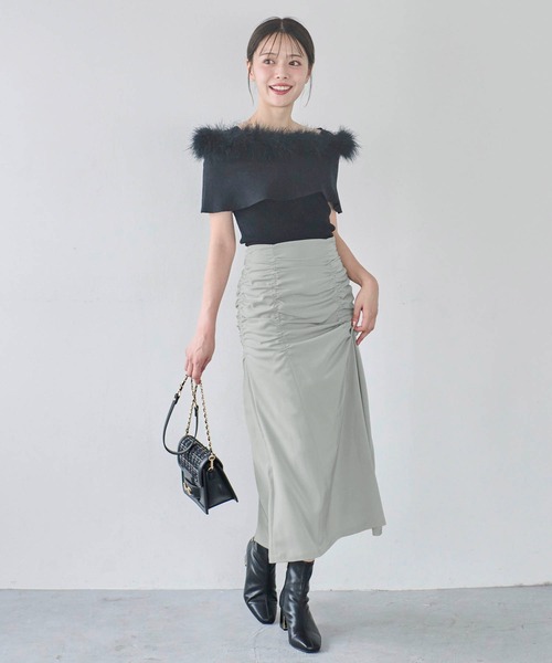 NOELA（ノエラ）の「パッカリングサテンナロースカート（スカート・レディース・ブラック/ライトグリーン/ベージュ・S/M）」の10枚目の写真