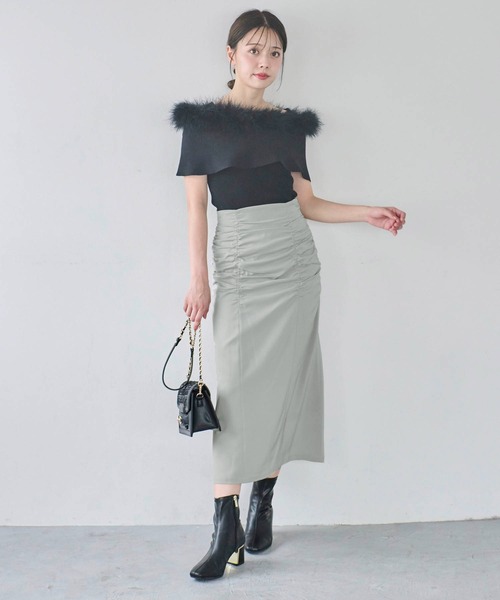 NOELA（ノエラ）の「パッカリングサテンナロースカート（スカート・レディース・ブラック/ライトグリーン/ベージュ・S/M）」の9枚目の写真
