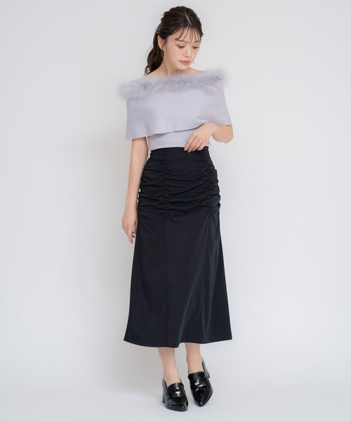 NOELA（ノエラ）の「パッカリングサテンナロースカート（スカート・レディース・ブラック/ライトグリーン/ベージュ・S/M）」の4枚目の写真