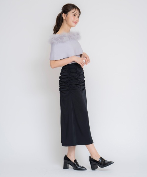 NOELA（ノエラ）の「パッカリングサテンナロースカート（スカート・レディース・ブラック/ライトグリーン/ベージュ・S/M）」の6枚目の写真