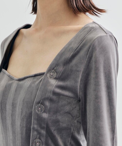 YOHEI OHNO/ヨウヘイオオノ】Stmacher Velor Top/ベロアトップス（T