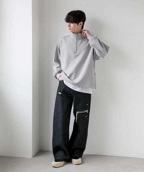 コットンポンチハーフジップカットソー（Tシャツ/カットソー