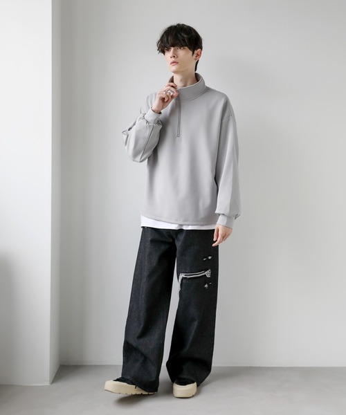 ASTRONOMY（アストロノミー）の「コットンポンチハーフジップカットソー（Tシャツ/カットソー・メンズ・ホワイト/ライトグレー/ブラック・S/M/L/XL）」の21枚目の写真