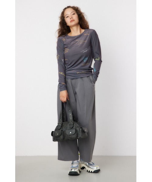 RODEO CROWNS WIDE BOWL（ロデオクラウンズワイドボウル）の「Brushedテキストシアートップス（Tシャツ/カットソー・レディース・ブラック/オフホワイト/ターコイズブルー・FREE）」の8枚目の写真