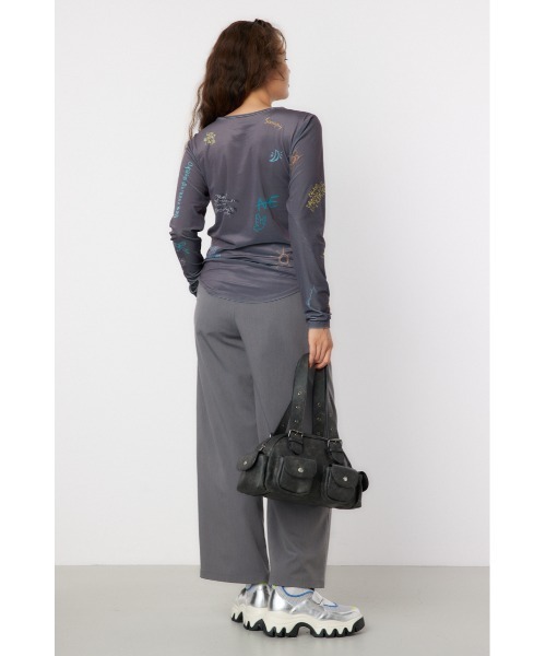 RODEO CROWNS WIDE BOWL（ロデオクラウンズワイドボウル）の「Brushedテキストシアートップス（Tシャツ/カットソー・レディース・ブラック/オフホワイト/ターコイズブルー・FREE）」の9枚目の写真