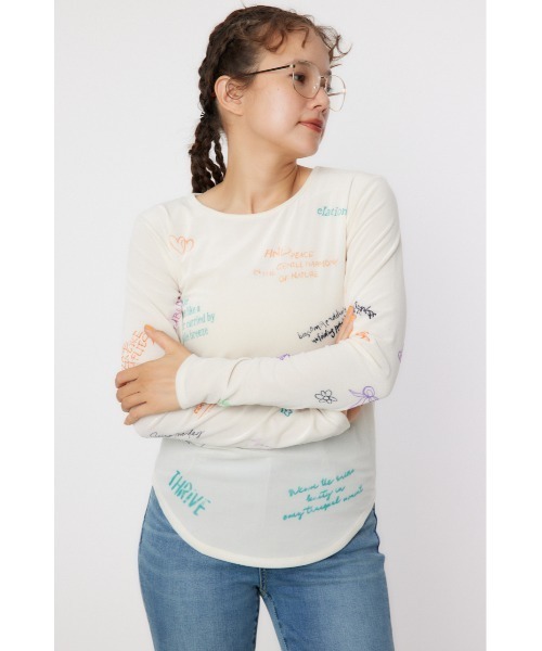 RODEO CROWNS WIDE BOWL（ロデオクラウンズワイドボウル）の「Brushedテキストシアートップス（Tシャツ/カットソー・レディース・ブラック/オフホワイト/ターコイズブルー・FREE）」の16枚目の写真