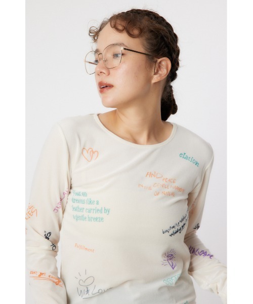 RODEO CROWNS WIDE BOWL（ロデオクラウンズワイドボウル）の「Brushedテキストシアートップス（Tシャツ/カットソー・レディース・ブラック/オフホワイト/ターコイズブルー・FREE）」の17枚目の写真