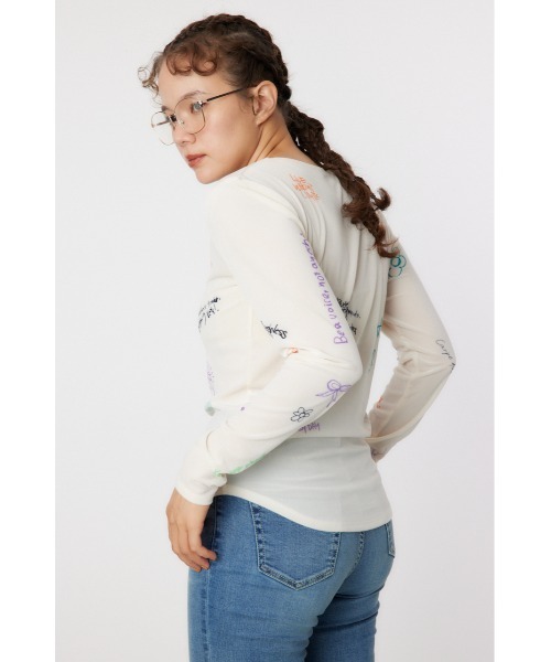 RODEO CROWNS WIDE BOWL（ロデオクラウンズワイドボウル）の「Brushedテキストシアートップス（Tシャツ/カットソー・レディース・ブラック/オフホワイト/ターコイズブルー・FREE）」の18枚目の写真