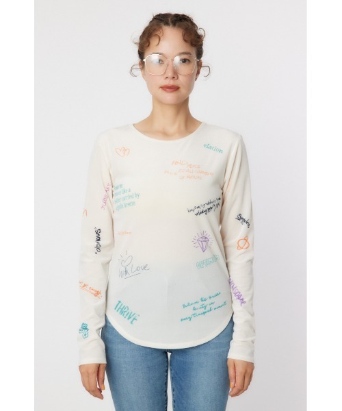 RODEO CROWNS WIDE BOWL（ロデオクラウンズワイドボウル）の「Brushedテキストシアートップス（Tシャツ/カットソー・レディース・ブラック/オフホワイト/ターコイズブルー・FREE）」の22枚目の写真