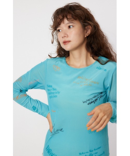 RODEO CROWNS WIDE BOWL（ロデオクラウンズワイドボウル）の「Brushedテキストシアートップス（Tシャツ/カットソー・レディース・ブラック/オフホワイト/ターコイズブルー・FREE）」の11枚目の写真