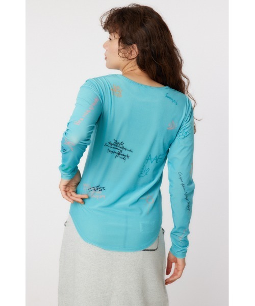 RODEO CROWNS WIDE BOWL（ロデオクラウンズワイドボウル）の「Brushedテキストシアートップス（Tシャツ/カットソー・レディース・ブラック/オフホワイト/ターコイズブルー・FREE）」の13枚目の写真