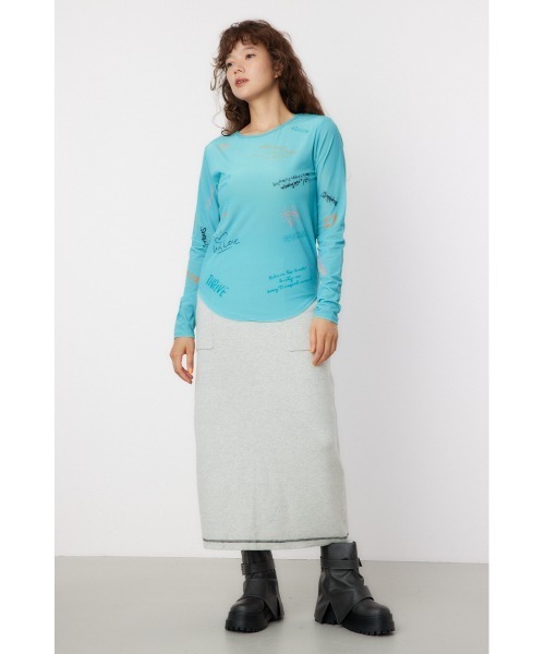 RODEO CROWNS WIDE BOWL（ロデオクラウンズワイドボウル）の「Brushedテキストシアートップス（Tシャツ/カットソー・レディース・ブラック/オフホワイト/ターコイズブルー・FREE）」の14枚目の写真