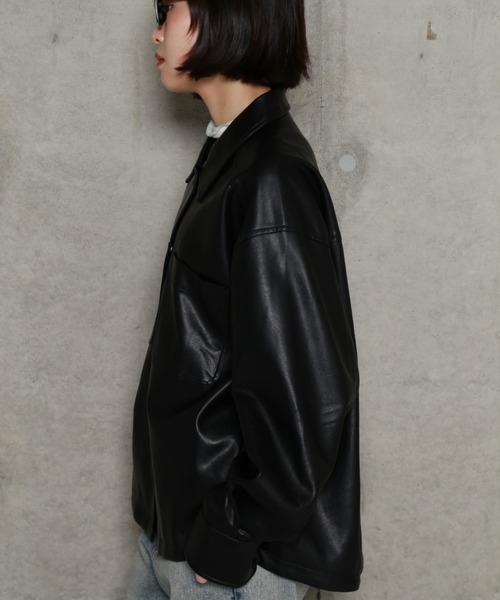 CHIGNON シニヨン オーバーブルゾン ブラック 2024秋冬 未使用 CHIGNON（シニヨン）の「(CHIGNON)フェイクレザージャケット（その他