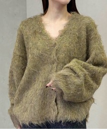 ブークレーシャギーVネックカーディガン