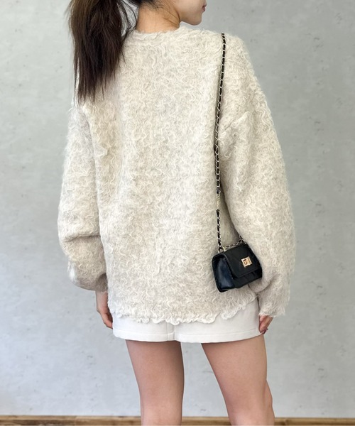 Per sist ence（パーシエンス）の「ブークレーシャギーVネックカーディガン（カーディガン/ボレロ・レディース・チャコールグレー/アイボリー/オレンジ/グリーン/グレー・FREE）」の13枚目の写真