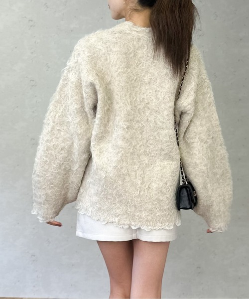 Per sist ence（パーシエンス）の「ブークレーシャギーVネックカーディガン（カーディガン/ボレロ・レディース・チャコールグレー/アイボリー/オレンジ/グリーン/グレー・FREE）」の14枚目の写真