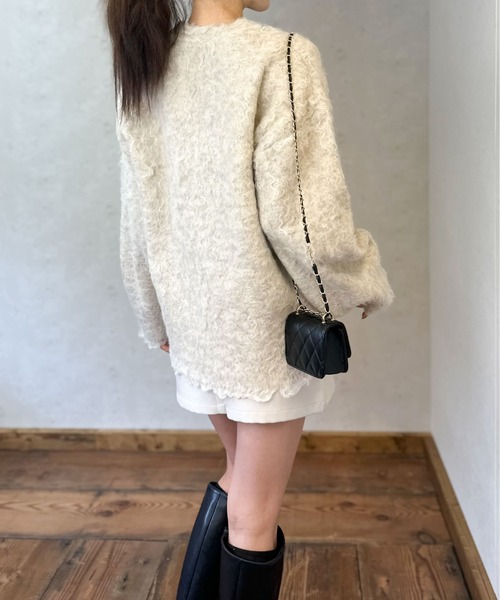 Per sist ence（パーシエンス）の「ブークレーシャギーVネックカーディガン（カーディガン/ボレロ・レディース・チャコールグレー/アイボリー/オレンジ/グリーン/グレー・FREE）」の15枚目の写真