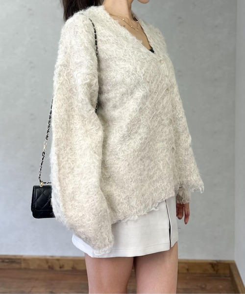 Per sist ence（パーシエンス）の「ブークレーシャギーVネックカーディガン（カーディガン/ボレロ・レディース・チャコールグレー/アイボリー/オレンジ/グリーン/グレー・FREE）」の17枚目の写真