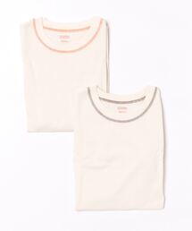 JEANS MATE | 【UNIVERSAL OVERALL/ユニバーサルオーバーオール】ネップ生成り ルーズフィット 2P 半袖 Tシャツ(Tシャツ/カットソー)