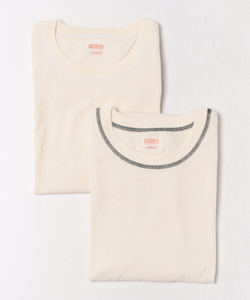 JEANS MATE（ジーンズメイト）の「【UNIVERSAL OVERALL/ユニバーサルオーバーオール】ネップ生成り ルーズフィット 2P 半袖 Tシャツ（Tシャツ/カットソー・メンズ・その他1/その他・LARGE/MEDIUM/SMALL/X-LARGE）」の2枚目の写真