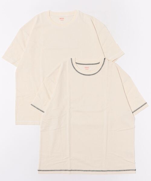 JEANS MATE（ジーンズメイト）の「【UNIVERSAL OVERALL/ユニバーサルオーバーオール】ネップ生成り ルーズフィット 2P 半袖 Tシャツ（Tシャツ/カットソー・メンズ・その他1/その他・LARGE/MEDIUM/SMALL/X-LARGE）」の4枚目の写真