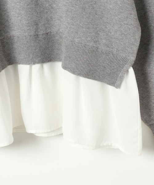 GLOBAL WORK（グローバルワーク）の「メルティ布帛ドッキングプルオーバー/115968（ニット/セーター・レディース・杢グレー/グレイッシュベージュ/ブラック/モカ/ブラウン系6/ブラック×ホワイト/ネイビー系8/アイボリー系1・MEDIUM/LARGE）」の12枚目の写真