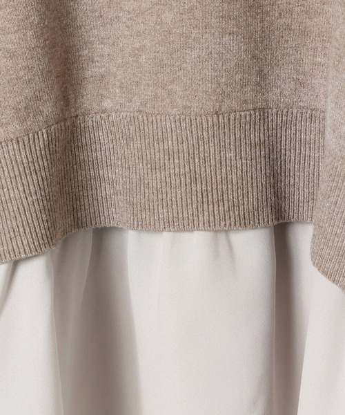 GLOBAL WORK（グローバルワーク）の「メルティ布帛ドッキングプルオーバー/115968（ニット/セーター・レディース・杢グレー/グレイッシュベージュ/ブラック/モカ/ブラウン系6/ブラック×ホワイト/ネイビー系8/アイボリー系1・MEDIUM/LARGE）」の16枚目の写真