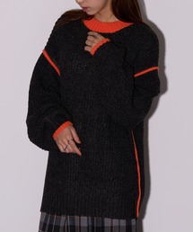 【MAISON BREEZE reveur】配色クルーネックオーバーニット DTK