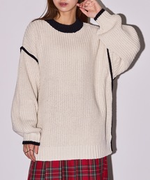 MAISON BREEZE reveur | 【MAISON BREEZE reveur】配色クルーネックオーバーニット　DTK(ニット/セーター)