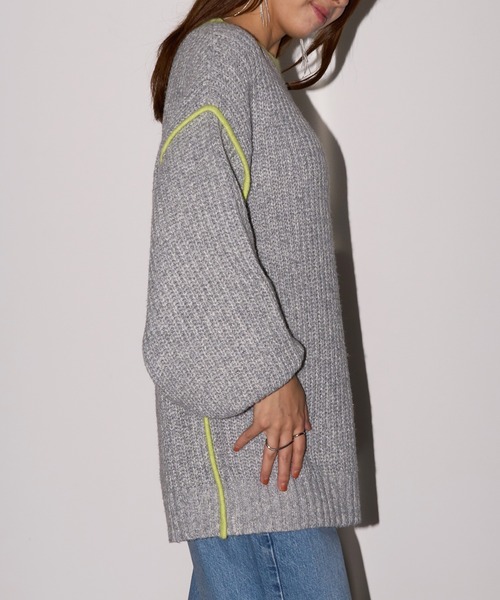 MAISON BREEZE reveur（メゾンブリーズレヴール）の「【MAISON BREEZE reveur】配色クルーネックオーバーニット　DTK（ニット/セーター・レディース・グレー/アイボリー/チャコールグレー・FREE）」の19枚目の写真