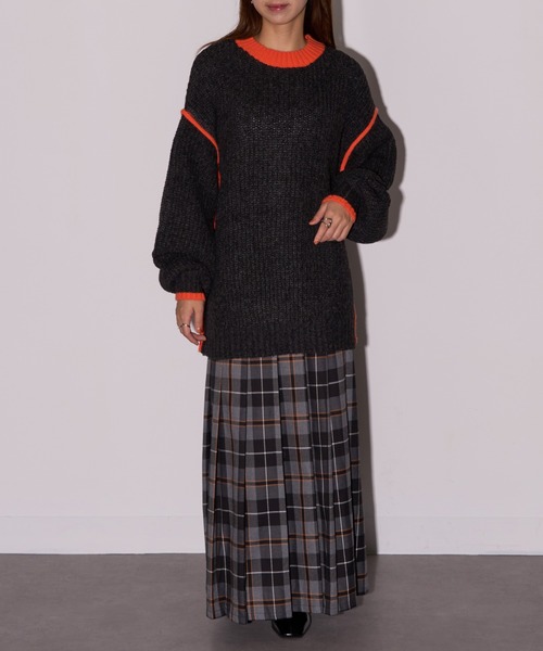 MAISON BREEZE reveur（メゾンブリーズレヴール）の「【MAISON BREEZE reveur】配色クルーネックオーバーニット　DTK（ニット/セーター・レディース・グレー/アイボリー/チャコールグレー・FREE）」の14枚目の写真