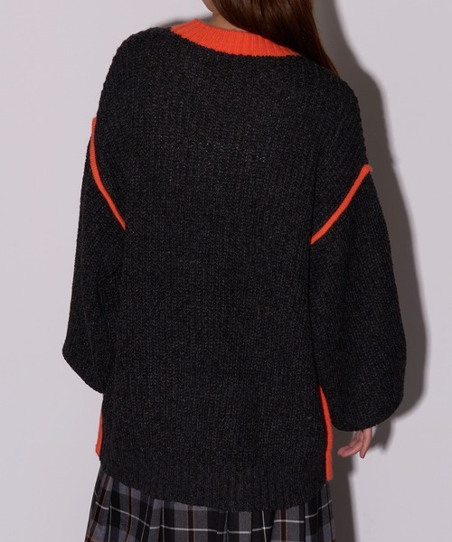 MAISON BREEZE reveur（メゾンブリーズレヴール）の「【MAISON BREEZE reveur】配色クルーネックオーバーニット　DTK（ニット/セーター・レディース・グレー/アイボリー/チャコールグレー・FREE）」の13枚目の写真