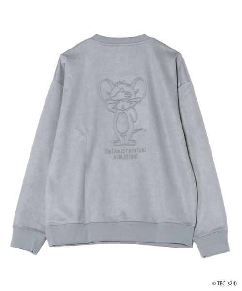 Tom&Jerry(トムアンドジェリー)の「【公式】トムとジェリー スウェードJERRYエンボスWIDEスウェット(スウェット・メンズ・サックスブルー/スミクロ・M/L)」の3枚目の写真