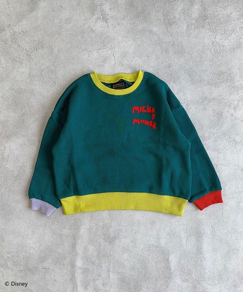 Disney（ディズニー）の「【Disney】ミッキーマウス/イラストトレーナー（スウェット・キッズ・ピンク/オフホワイト/グリーン/ブラック・100/95/130/120/110/90/80/150/140）」の6枚目の写真