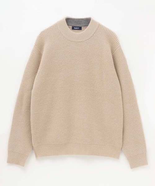 NAVY（ネイビー）の「「快適ニット」ワッフルセーター（ニット/セーター・メンズ・グレー/チャコールグレー/ベージュ/ネイビー・S/M/L/XL）」の5枚目の写真