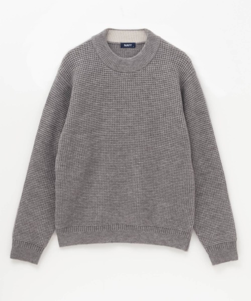 NAVY（ネイビー）の「「快適ニット」ワッフルセーター（ニット/セーター・メンズ・グレー/チャコールグレー/ベージュ/ネイビー・S/M/L/XL）」の9枚目の写真