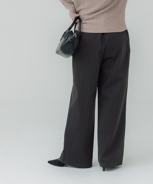 coca（coca）（コカ）の「ウエストシャーリング ストライプストレッチワイドパンツ（その他パンツ・レディース・ネイビー/グレー・LONG/MEDIUM/SHORT）」の8枚目の写真