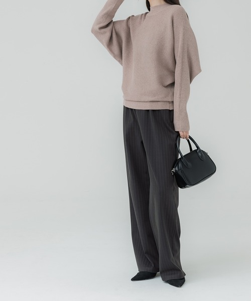 coca（coca）（コカ）の「ウエストシャーリング ストライプストレッチワイドパンツ（その他パンツ・レディース・ネイビー/グレー・LONG/MEDIUM/SHORT）」の7枚目の写真