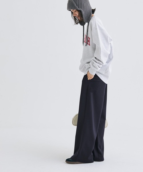 coca（coca）（コカ）の「ウエストシャーリング ストライプストレッチワイドパンツ（その他パンツ・レディース・ネイビー/グレー・LONG/MEDIUM/SHORT）」の11枚目の写真