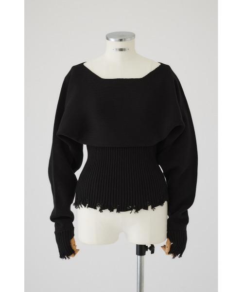 RIM.ARK(リムアーク)の「Damage fit knit tops ダメージフィットニットトップス(ニット/セーター・レディース・ダークブラウン/ブラック/グレイッシュベージュ・FREE)」の2枚目の写真