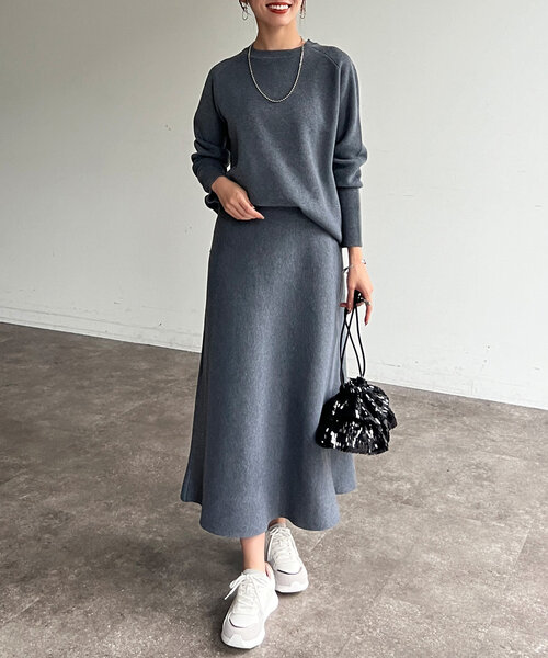 Chez toi（シェトワ）の「プルオーバー×スカートニットSETUP（つなぎ/オールインワン・レディース・モカ/グレー/ブラック・FREE）」の2枚目の写真