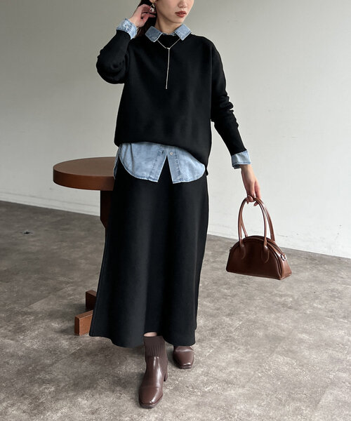 Chez toi（シェトワ）の「プルオーバー×スカートニットSETUP（つなぎ/オールインワン・レディース・モカ/グレー/ブラック・FREE）」の7枚目の写真