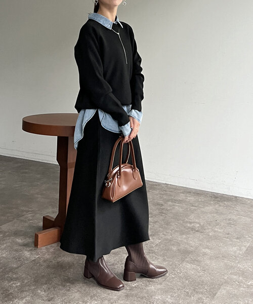 Chez toi（シェトワ）の「プルオーバー×スカートニットSETUP（つなぎ/オールインワン・レディース・モカ/グレー/ブラック・FREE）」の8枚目の写真