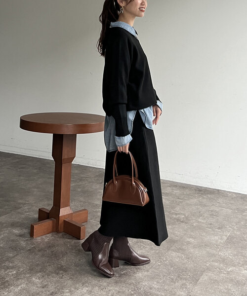 Chez toi（シェトワ）の「プルオーバー×スカートニットSETUP（つなぎ/オールインワン・レディース・モカ/グレー/ブラック・FREE）」の9枚目の写真