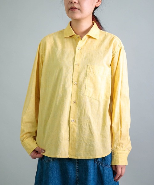ブラウス シャツ 「OMNIGOD womens / オムニゴッド」 撚り杢シャンブレー スプレッドカラーマニッシュシャツ レディース OMNIGOD womens / オムニゴッド] 撚り杢シャンブレー スプレッド